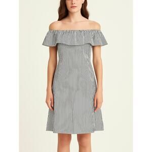 Banana Republic Off Shoulder blue and white Stripe Dress Size 0